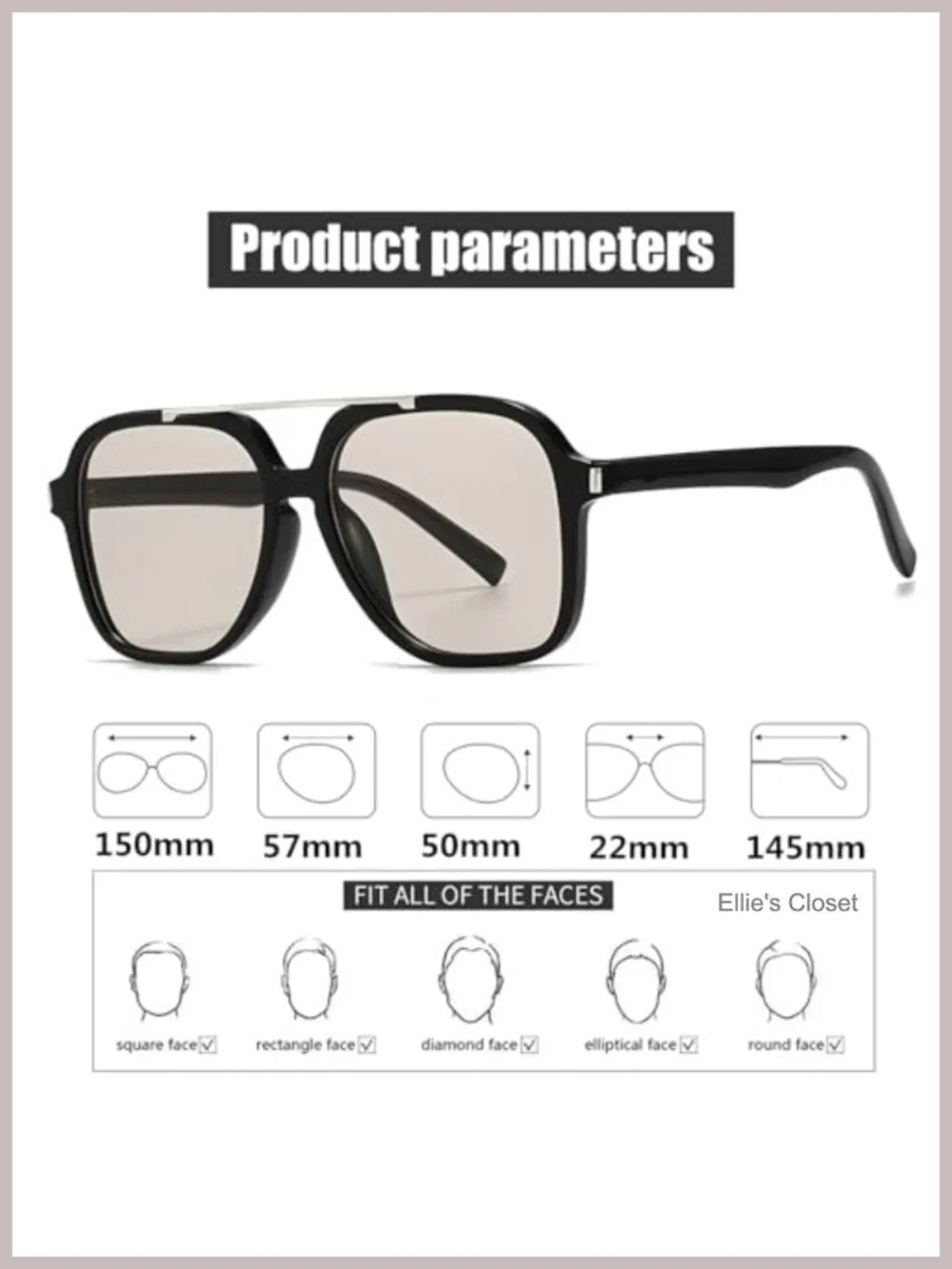 Square Aviator Sunglasses UV400 Plastic Full Frame Unisex